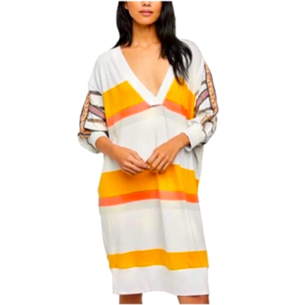 FREE PEOPLE STRIPPED BONANZA COTTON DRESS